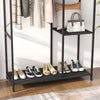 Mobile-da-Ingresso-con-Appendiabiti-da-Terra-e-Scarpiera,-in-Acciaio-e-Truciolato,-110x45x169.5-cm,-Nero-TR7837-476V00BKTR7