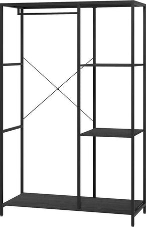 Mobile-da-Ingresso-con-Appendiabiti-da-Terra-e-Scarpiera,-in-Acciaio-e-Truciolato,-110x45x169.5-cm,-Nero-TR7837-476V00BKTR7
