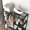 Mobile-da-Ingresso-con-Appendiabiti-da-Terra-e-Scarpiera,-in-Acciaio-e-Truciolato,-110x45x169.5-cm,-Nero-TR7837-476V00BKTR7