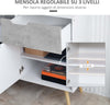 Mobile-da-Salotto-con-2-Armadietti-a-2-Ante-e-Cassetto-in-legno-Pino,-100x40x82-cm,-Grigio-e-Bianco-mobile-tv-credenza-madia-F838-196LGA