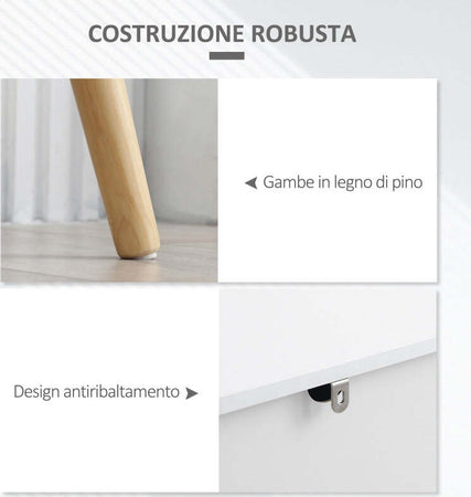 Mobile-da-Salotto-con-2-Armadietti-a-2-Ante-e-Cassetto-in-legno-Pino,-100x40x82-cm,-Grigio-e-Bianco-mobile-tv-credenza-madia-F838-196LGA