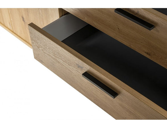 Madia porta TV con 2 ante e 2 cassetti "Vitruvia" mobile basso in legno "Made in Italy" 149 cm