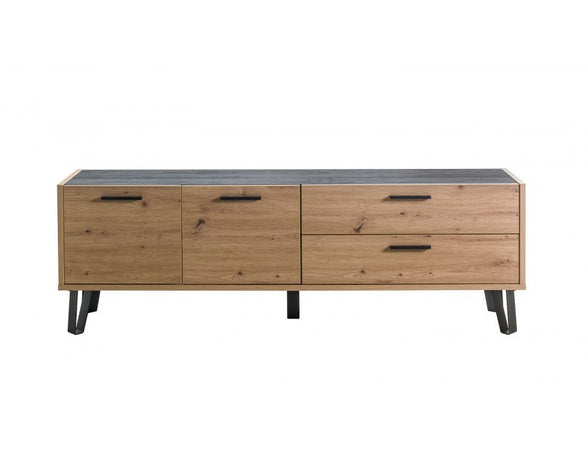 Madia porta TV con 2 ante e 2 cassetti "Vitruvia" mobile basso in legno "Made in Italy" 149 cm