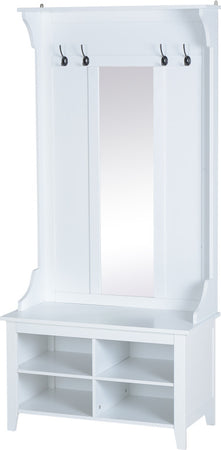 Mobile-d'Ingresso-Moderno-Guardaroba-Set-Appendiabiti,-Specchio-e-Scarpiera-3-in-1,-in-Legno-Bianco-BN3831-146WTBN3