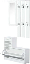 Mobile-d'Ingresso-Moderno-Guardaroba-Set-Appendiabiti,-Specchio-e-Scarpiera-3-in-1,-in-Legno-Bianco-BN3831-146WTBN3