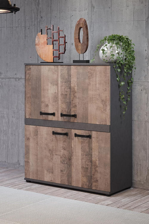 mobile-ingresso-entrata-design-stile-vintage-soggiorno-salotto-sala-pranzo-cucina-dispensa-ufficio-studio-grigio-scuro-e-marrone-tabacco-T2753,27S