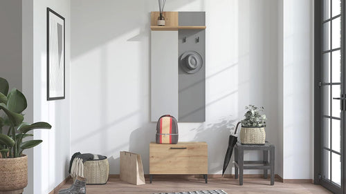 mobile-ingresso-entrata-moderno-design-guardaroba-appendiabiti-salvaspazio-corridoio-specchio-scarpiera-cassetto-mensola-marrone-grigio-T2239,2,0S