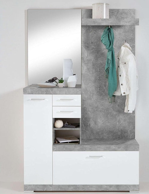 mobile-ingresso-entrata-moderno-design-guardaroba-appendiabiti-salvaspazio-corridoio-specchio-scarpiera-cassetto-mensola-bianco-grigio-cemento-armadio-cassettiera-T2208,198,0S