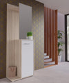 mobile-ingresso-entrata-moderno-design-guardaroba-appendiabiti-salvaspazio-corridoio-specchio-scarpiera-cassetto-mensola-bianco-T2245,250S