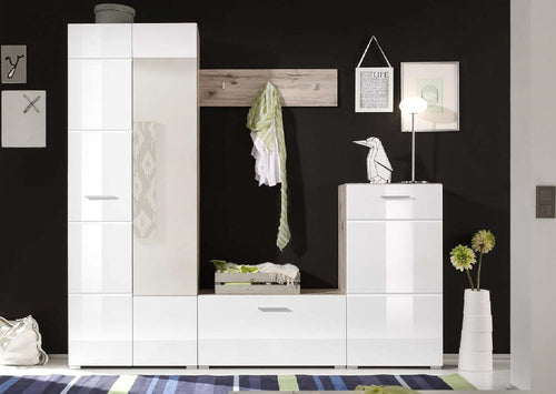 mobile-ingresso-entrata-moderno-design-guardaroba-appendiabiti-salvaspazio-corridoio-specchio-scarpiera-cassetto-mensola-bianco-lucido-laccato-armadio-T2056,192S