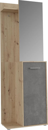 mobile-ingresso-entrata-moderno-design-guardaroba-appendiabiti-salvaspazio-corridoio-specchio-scarpiera-cassetto-mensola-marrone-grigio-T2245,250S