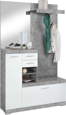 mobile-ingresso-entrata-moderno-design-guardaroba-appendiabiti-salvaspazio-corridoio-specchio-scarpiera-cassetto-mensola-bianco-grigio-cemento-armadio-cassettiera-T2208,198,0S