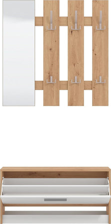 mobile-ingresso-entrata-moderno-design-guardaroba-appendiabiti-salvaspazio-corridoio-specchio-scarpiera-cassetto-mensola-bianco-marrone-appendi-abiti-T2239,1S