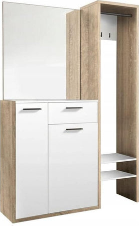 mobile-ingresso-entrata-moderno-design-guardaroba-appendiabiti-salvaspazio-corridoio-specchio-scarpiera-cassetto-mensola-bianco-TVS
