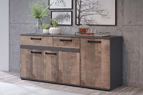 mobile-ingresso-entrata-soggiorno-salotto-cucina-sala-pranzo-stile-vintage-design-credenza-madia-buffet-cassetto-grigio-colore-marrone-tabacco-T2753,28S