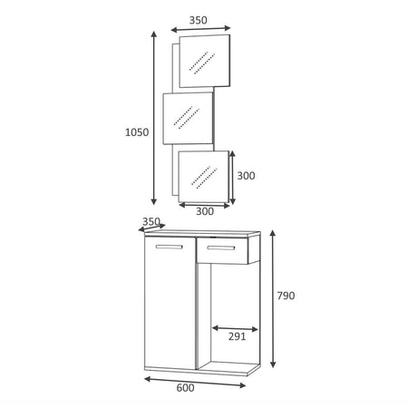 Mobile ingresso Lion con specchi anta e cassetto rovere bianco