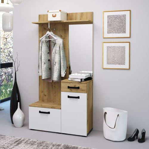 Mobile ingresso Mosso MO6 colore rovere e bianco