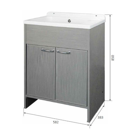 Mobile lavatoio salvaspazio Platone 58x38 cm. colore rovere grigio
