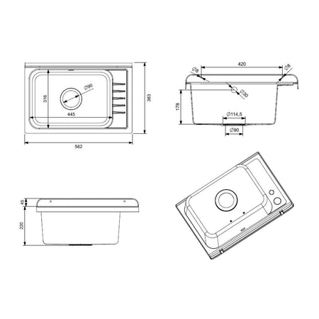 Mobile lavatoio salvaspazio Platone 58x38 cm. colore rovere grigio