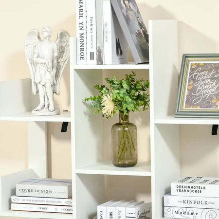 Mobile-Libreria-ad-Albero-con-13-Ripiani-in-Legno-Truciolare,-96x30x150cm-GB6836-475WTGB6