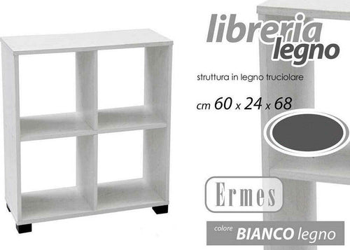 Mobile Libreria Ermes Scaffale Basso 4 Scomparti Legno Bianco 60x24x68cm 715624 Casa e cucina/Arredamento/Soggiorno/Librerie Trade Shop italia - Napoli, Commerciovirtuoso.it