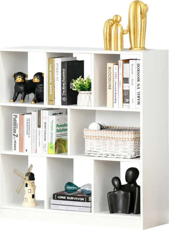 Mobile-Libreria-Portaoggetti-a-3-Livelli-e-8-Ripiani-Totali,-in-MDF,-97.5x30x100-cm,-Bianco-NH3838-098WTNH3