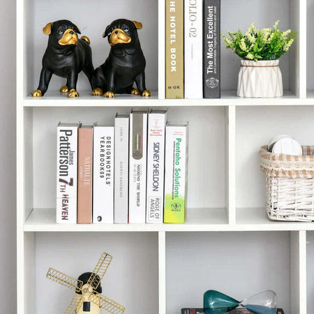 Mobile-Libreria-Portaoggetti-a-3-Livelli-e-8-Ripiani-Totali,-in-MDF,-97.5x30x100-cm,-Bianco-NH3838-098WTNH3