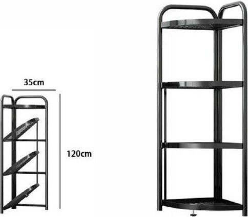 Mobile-Mobiletto-Angolare-Metallo-Nero-4-Ripiani-Portatutto-Regolabile-Scarpe-71027