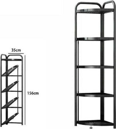 Mobile-Mobiletto-Angolare-Metallo-Nero-5-Ripiani-Portatutto-Regolabile-Scarpe-71028