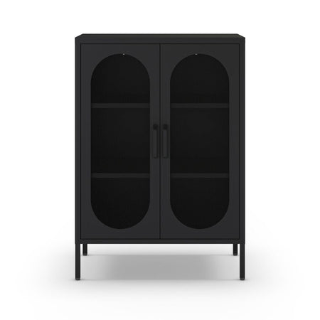 Mobile multiuso Diora in metallo con 2 ante colore nero