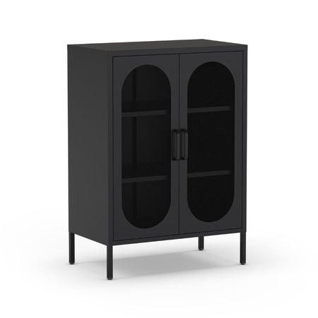 Mobile multiuso Diora in metallo con 2 ante colore nero