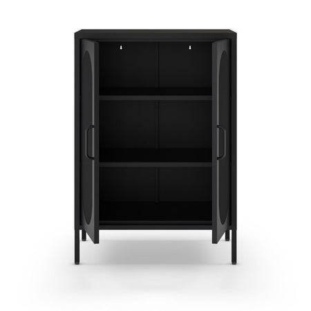 Mobile multiuso Diora in metallo con 2 ante colore nero