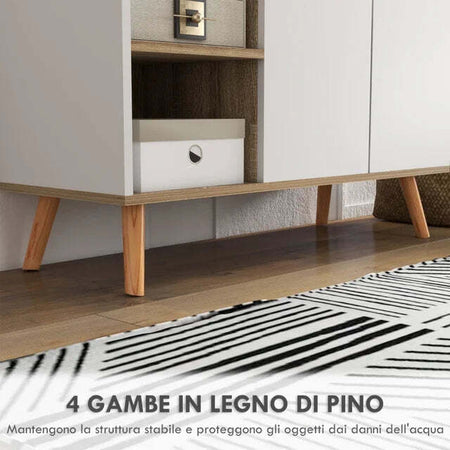 Mobile-Multiuso-Salvaspazio-con-3-Ripiani-Aperti,-Armadietto-e-Cassetto,-in-Truciolato,-100x35x85-cm-credenza-madia-mobile-tv-F839-882V80WTA