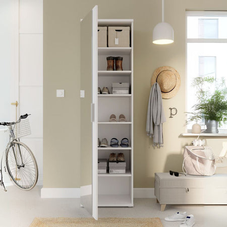 Mobile multiuso scarpiera Olimpia colore bianco con anta a specchio