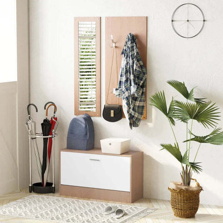 Mobile-per-Ingresso-in-Legno-Set-3-Pezzi-con-Scarpiera,-Appendiabiti-e-Specchio,-80x27x46.5cm---Color-Legno-LO6837-006LO6