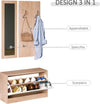 Mobile-per-Ingresso-in-Legno-Set-3-Pezzi-con-Scarpiera,-Appendiabiti-e-Specchio,-80x27x46.5cm---Color-Legno-LO6837-006LO6