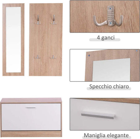 Mobile-per-Ingresso-in-Legno-Set-3-Pezzi-con-Scarpiera,-Appendiabiti-e-Specchio,-80x27x46.5cm---Color-Legno-LO6837-006LO6