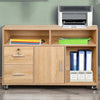 Mobile-Porta-Stampante-Legno-3-Mensole-2-Cassetti-con-Chiave-Armadietto-Ufficio