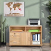 Mobile-Porta-Stampante-Legno-3-Mensole-2-Cassetti-con-Chiave-Armadietto-Ufficio