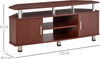 Mobile-Porta-TV-Classico-da-Soggiorno-con-2-ripiani-e-2-Armadietti,-in-MDF-e-Acciaio-Inox,-Marrone,-120x39.5x52cm-F833-324BNA