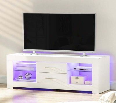 Mobile-Porta-TV--con-Luci-LED-a-12-Colori-e-Telecomando,-Legno-e-Vetro-120x40x50cm,-Bianco-laccato-soggiorno-salotto-F839-531V92WTA