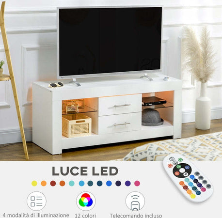 Mobile-Porta-TV--con-Luci-LED-a-12-Colori-e-Telecomando,-Legno-e-Vetro-120x40x50cm,-Bianco-laccato-soggiorno-salotto-F839-531V92WTA