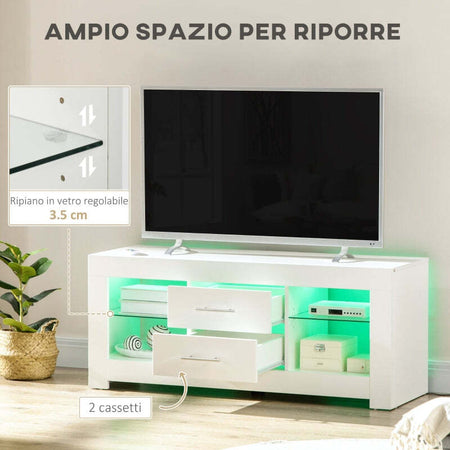 Mobile-Porta-TV--con-Luci-LED-a-12-Colori-e-Telecomando,-Legno-e-Vetro-120x40x50cm,-Bianco-laccato-soggiorno-salotto-F839-531V92WTA