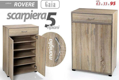 Mobile Scarpiera Armadio 2 Ante Cassetto 5 Ripiani Rovere Gaia 95x63x33cm 770968 Casa e cucina/Organizzazione interni/Organizzazione guardaroba/Portascarpe/Scarpiere Trade Shop italia - Napoli, Commerciovirtuoso.it