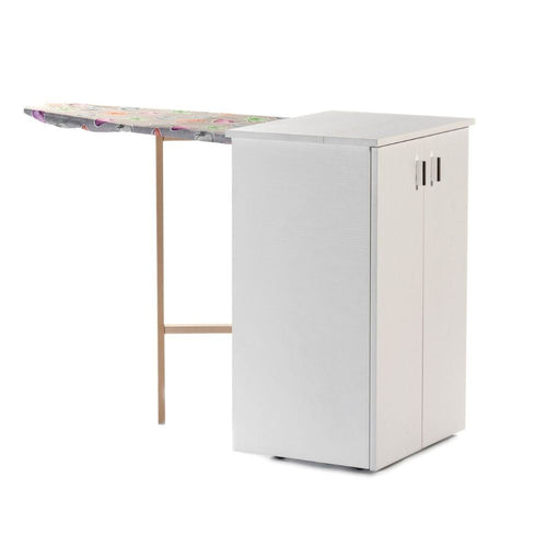 Mobile stiro Raffa con 2 ante e ruote sotto la base colore bianco frassinato