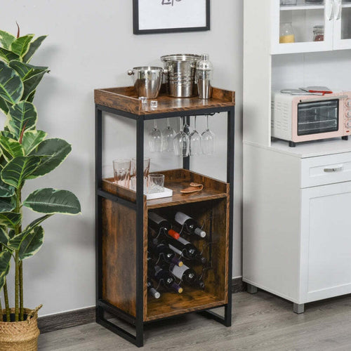 mobile-tavolino-bar-isola-cucina-Portabottiglie-Stile-Industriale-con-Cantinetta-porta-bottiglie-Vino-per-9-Bottiglie-e-Porta-calice-bicchiere,-Marrone-ufficio-studio-pub-casa-F801-146A