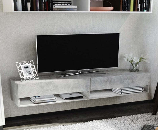Mobile-TV-Sospeso-con-4-Vani-e-2-Ante,-Consolle-per-TV-fino-60''-grigio-,-anche-consolle-ingresso-camera