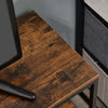 Mobile-TV-Stile-Industriale-con-Cassetti-Pieghevoli-in-Tessuto-e-Mensola,-Mobiletto-TV-in-Metallo-e-MDF,-Marrone-noce-e-Nero-F839-071CGA