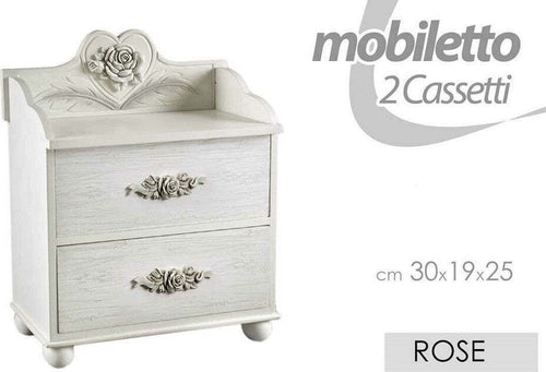 Mobiletto 2 Cassetti Legno Porta Oggetti Comodino Rose 30x19x25cm Bianco 574665 Casa e cucina/Arredamento/Camera da letto/Comò e cassettiere Trade Shop italia - Napoli, Commerciovirtuoso.it