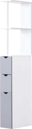 Mobiletto-a-Colonna-Salvaspazio-in-Legno,-Armadietto-da-Bagno-con-Ripiani-e-Armadietti,-Bianco,-15x33x136.5cm-RF7834-114RF7
